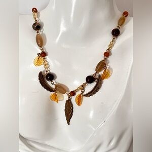 🌷5/25$ Natural stones leafs necklace